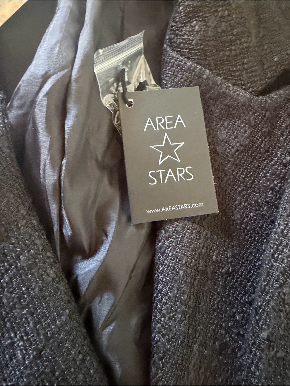 Bloomingdale's Area Stars Black Tweed Double-Breasted Blazer with Gold Buttons - Picture 10 of 12